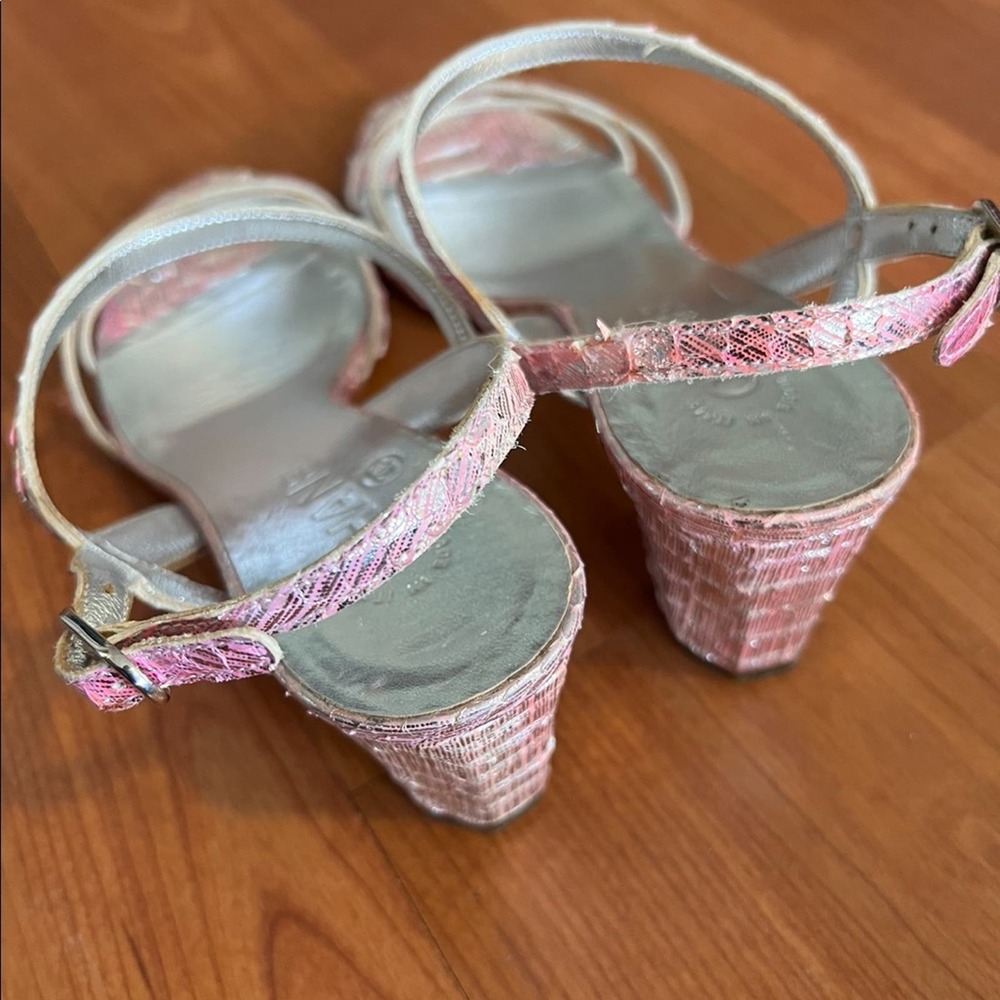 Chanel Multi-Color Metallic Open Toe Snakeskin Sl… - image 2